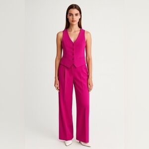 Express Women's Hot Pink Vest and Wide leg Trousers Set! Valentine’s Day!